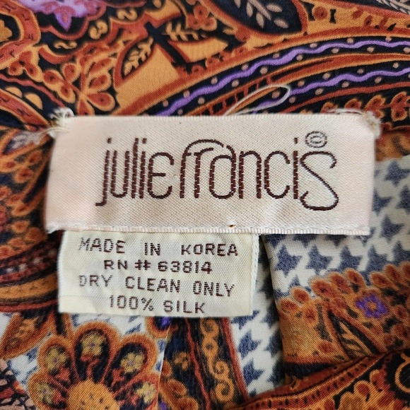 Vintage 80s Paisley & Houndstooth Silk Blouse - Picture 7 of 7